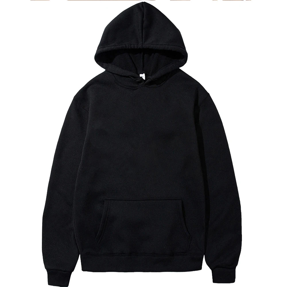 Solid Color Men's Fleece Hoodie – Casual Warm Pullover - 3KDyn
